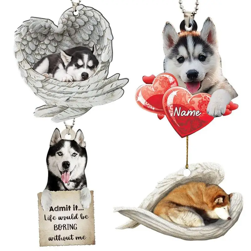 

2D Подвеска для автомобиля, зеркало заднего вида, милая собака, подвеска для автомобиля, Подвесные Украшения для щенка, украшение для сумки, брелок, аксессуары