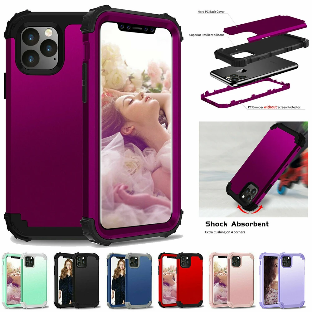 

Shockproof Armor Bumper Case For iPhone 14 13 12 11 Pro Max XS XR X 7 8 Plus SE2022 Soft TPU Frame Hybrid Clear Heavy Duty Cover