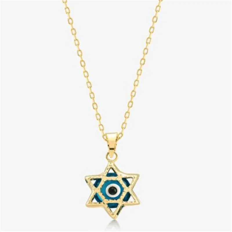 

New Metal Pentagram Devil's Eye Necklace Elegant Women's Gold Color Clavicle Pendant Necklace Fashion Female Gifts