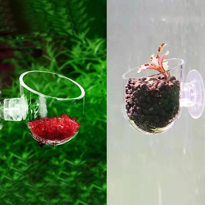 

Aquarium Decoration Hanging Fish Tank Mini Crystal Acrylic Pot Polka Water Planting Cylinder Cup Feeding Accessories