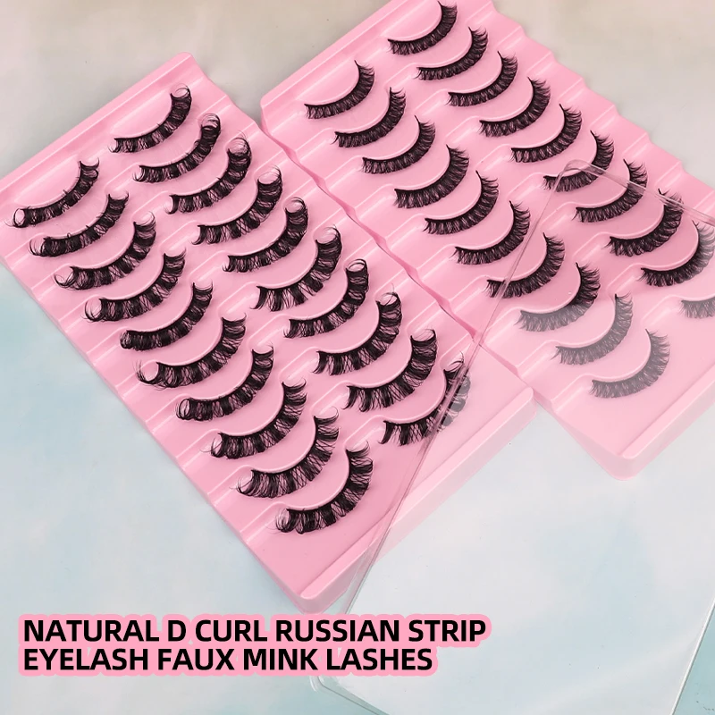 

DD Curling Russian Curling False Eyelashes 10 Pairs of Large Curling False Eyelashes European and American Thick False Eyelashes