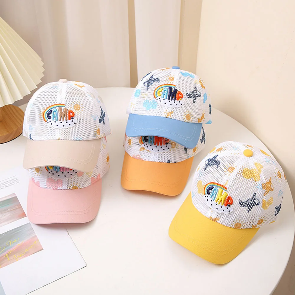

High Quality Rainbow Caps Children's Baseball Duck Tongue Hat Summer Breathable Mesh Boys' Sun Cap Sundae Cute Girls' Hats