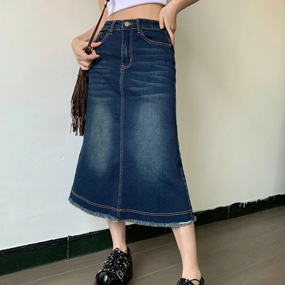 Irregular Hem High Waist Denim Skirt 2022 Spring Summer Thin All-match Short Skirt For Women
