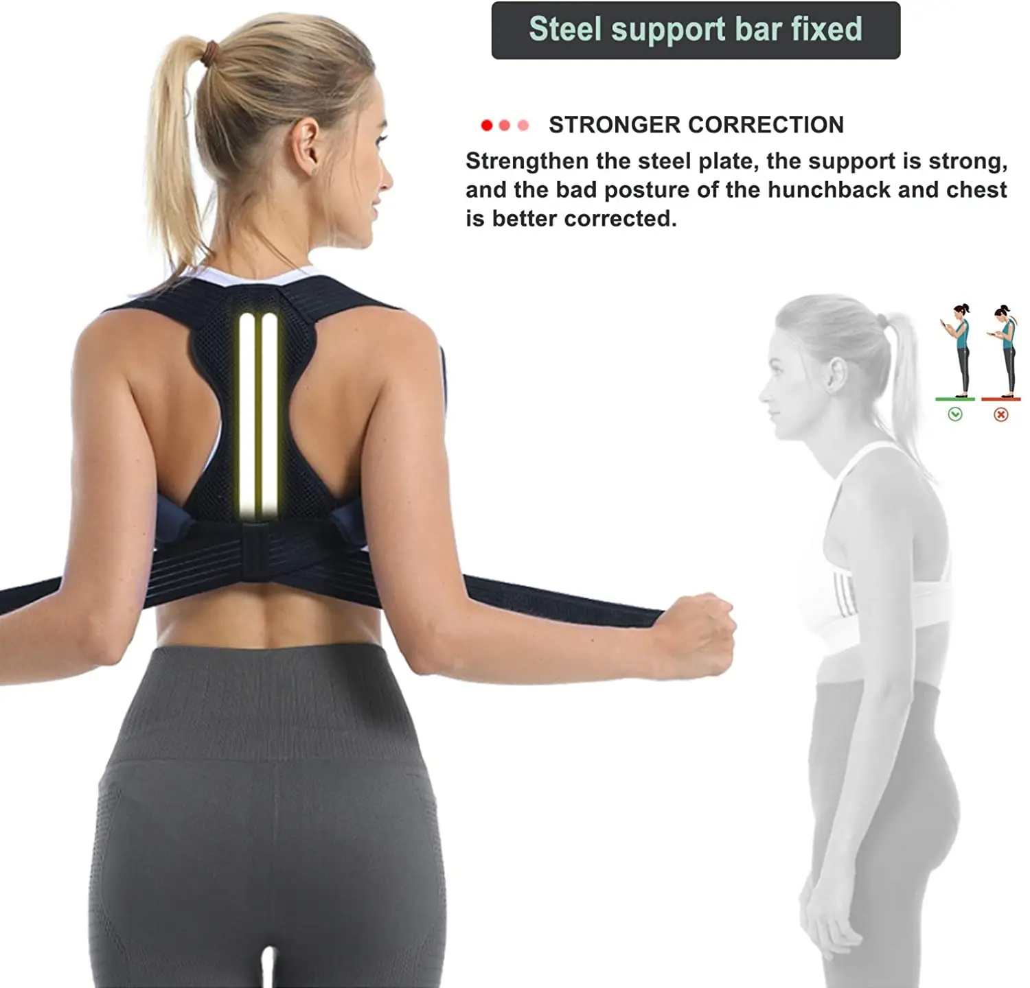 

Men&Women Posture Corrector Back Support Belt Clavicle Spine Lumbar Brace Corset Posture Correction Stop Slouching Back Trainer