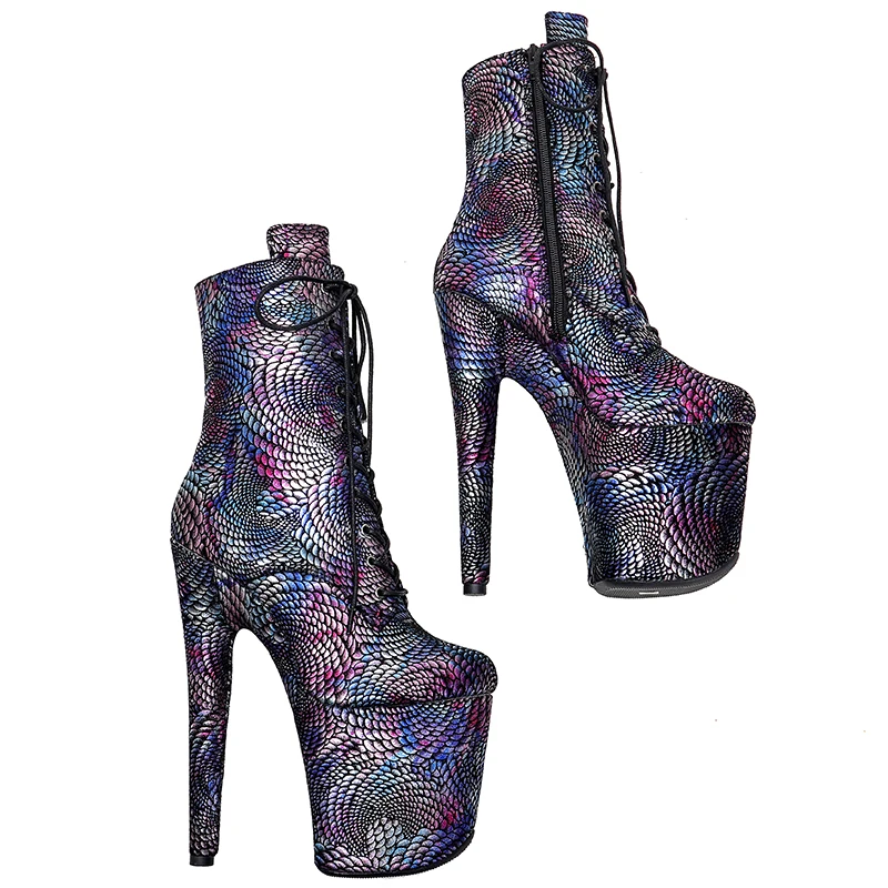 Leecabe 20CM/8Inch Genuine Leather Women's Platform disco party High Heels  Pole Dance boot