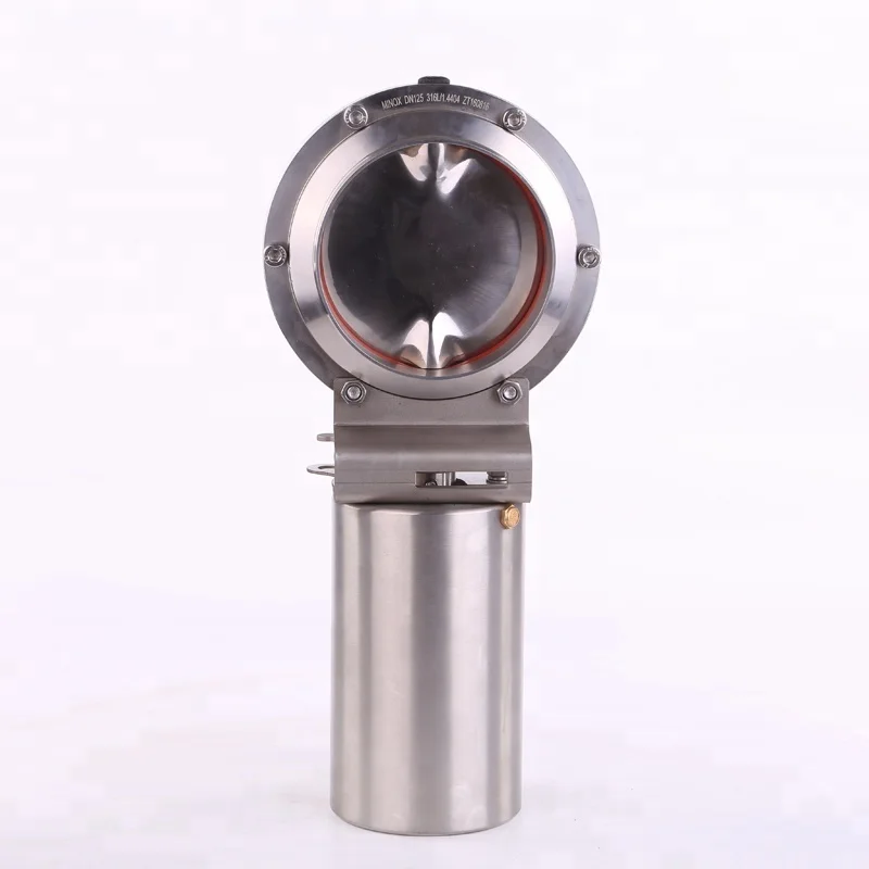 

Sanitary stainless steel pneumatic butterfly valve with single acting actuator