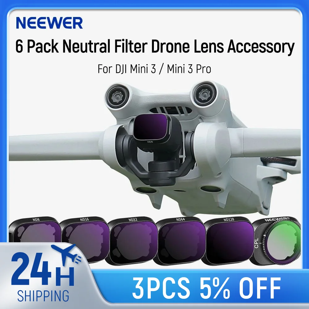 Комплект нейтральных фильтров NEEWER ND совместимый с DJI Mini 3/Mini 3 Pro CPL ND8 ND16 ND32 ND64 ND128