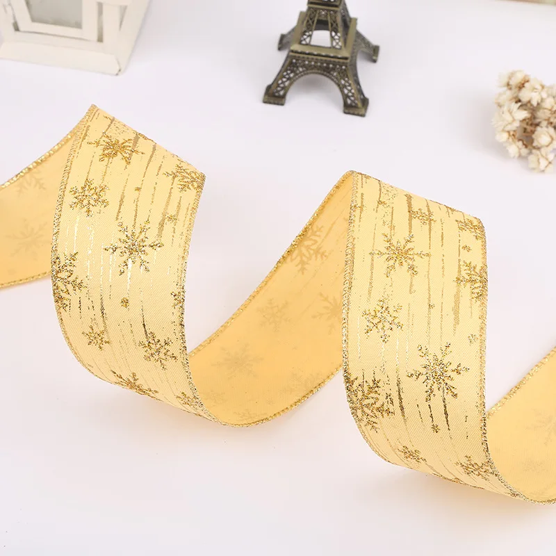 

10 Yards/Roll 63mm Gold/Silver Wired Edge Glitter Organza Christmas Ribbon for Wedding Christmas Decoration Gift Packaging