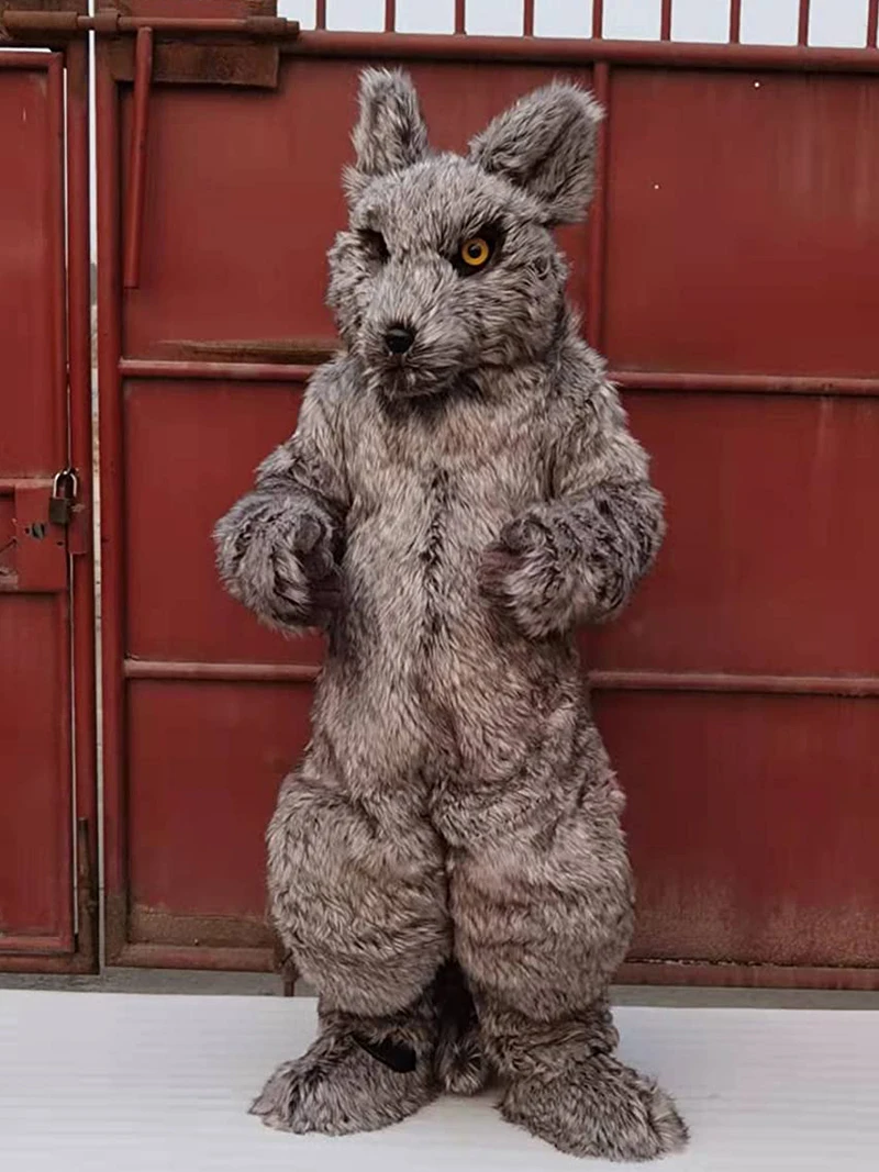 Костюм-талисман для косплея Серый Волк Хаски собака согнутые ноги костюм