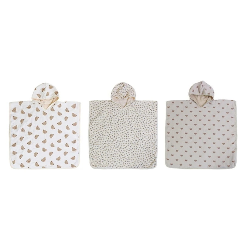 

Infant Gauze-Cotton Wrap Towel Print Hooded Bath Towel Newborns Shower Gift