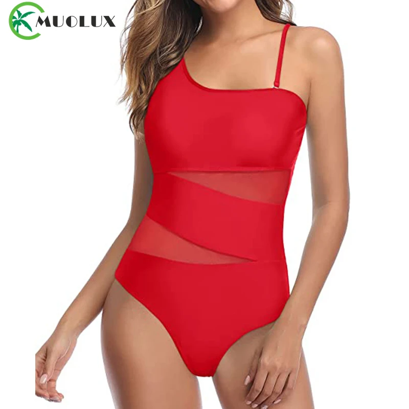 

2022 летний купальник женский цельный купальник черный сетчатый купальный костюм для дам лоскутный купальный костюм на бретелях боди моноки...