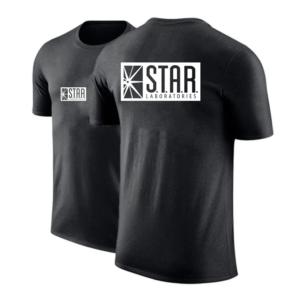 Мужской Хлопковый топ с принтом STAR Laboratories модный Удобный коротким рукавом в