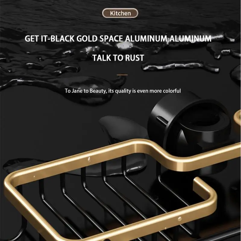 

For Faucet Towel Pool Sink Drain Rack Wall Space Aluminum Sponge Storage Faucet Holder Adjustable Bathroom Accessories