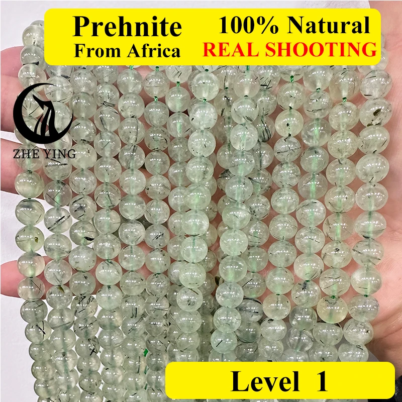 

Zhe Ying New Prehnite Natural Stone Beads for Jewelry Making Top Quality Round Gemstone Diy Beads for Bracelet Necklace 6/8/10mm