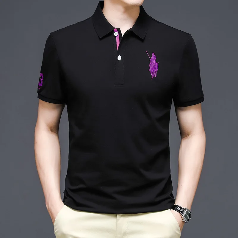 New Embroidery Polo Shirts 2023 Trendy Brand Summer Men Golf Shirt Big Horse Logo Short Sleeve Tops Male Business Casual T-shirt images - 6