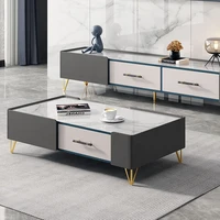 modern living room practical with 4 drawers rock slate top gold titanium legs luxury coffee tables