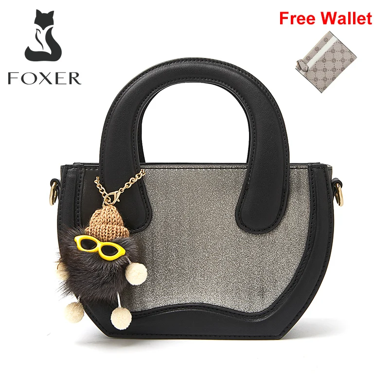 FOXER Female PU Leather Small Handbag Lady Shiny Luxury  Shoulder Crossbody Bag Women Fashion High Quality Present Messenger Bag