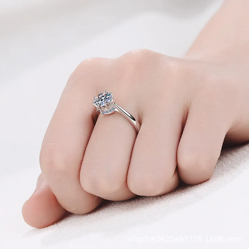 Summer New 925 Sterling Silver Ring Women's 1 Carat Moissant Diamond Ring Octopus Wedding Diamond Soul Style