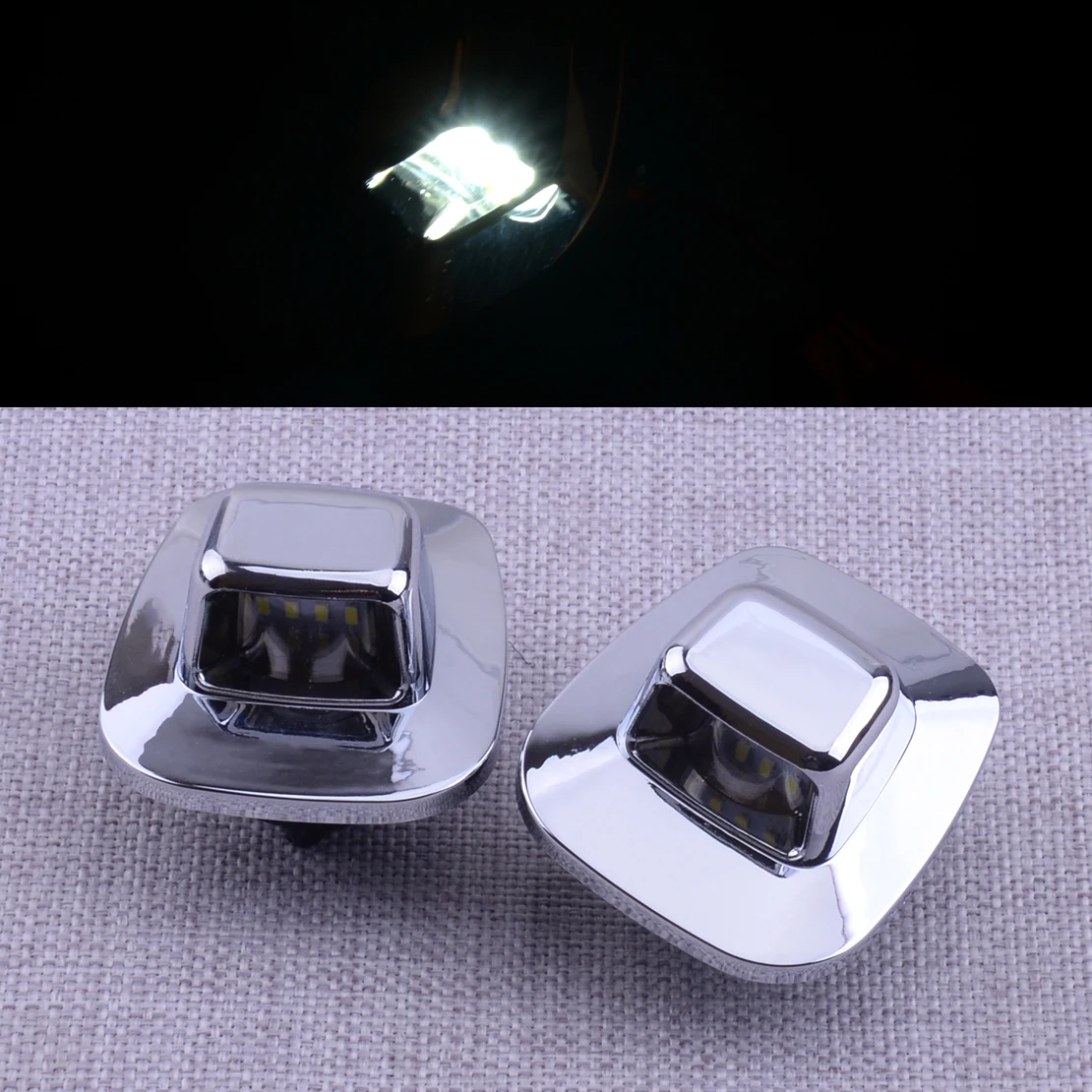1 Pair Silver Housing LED License Plate Light Tag Lamp Fit for Chevrolet Chevy C K 1500 2500 3500 1988-2000 918399 916438 A8588G