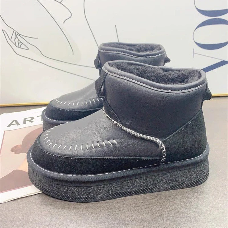 

Winter Women Platform Ankle Snow Boots 2024 Warm Flats Shoes New Fashion Short Plush Chelsea Boots Casual Walking Femme Botas