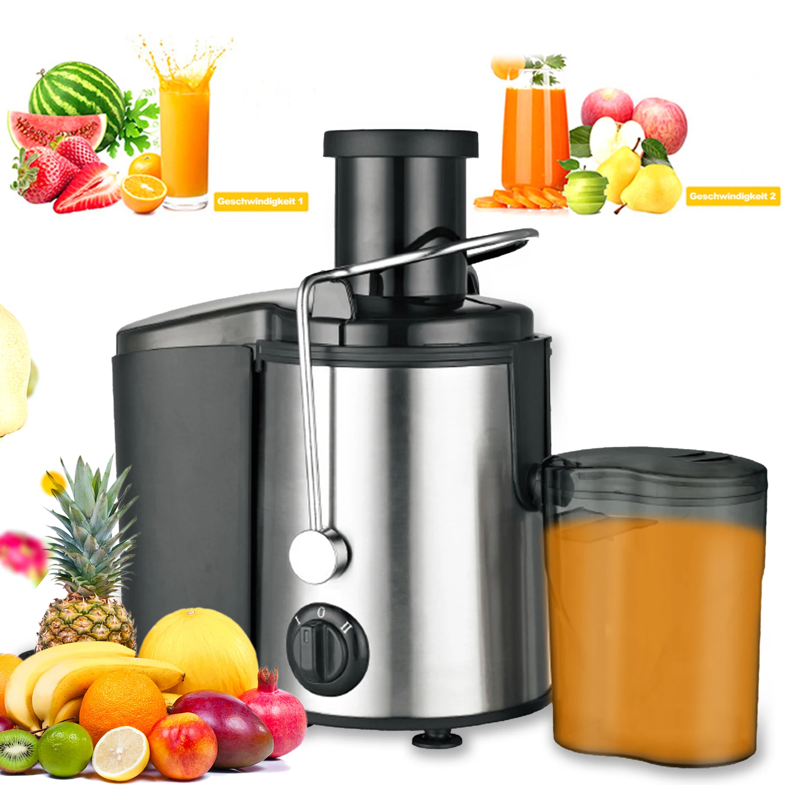 Orange Juicer Machine Extractor 800W Blender Centrifugal Juicers Anti-Drip 2 Speed Adjustable with Juice Jug and Pulp Container