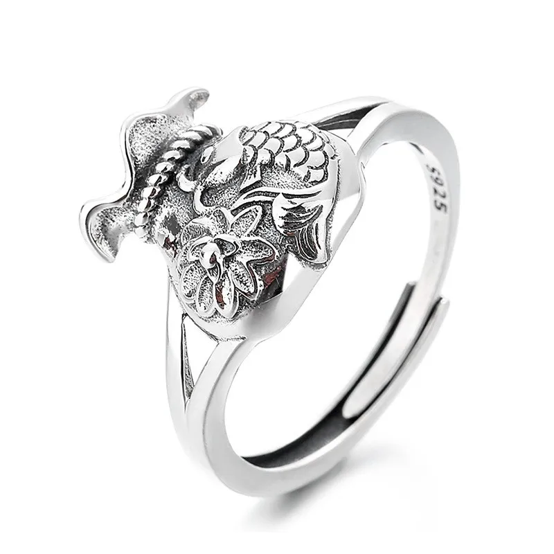 Модные регулируемые креативные кольца 800FJ ZFSILVER S925 в стиле ретро с сумкой на удачу