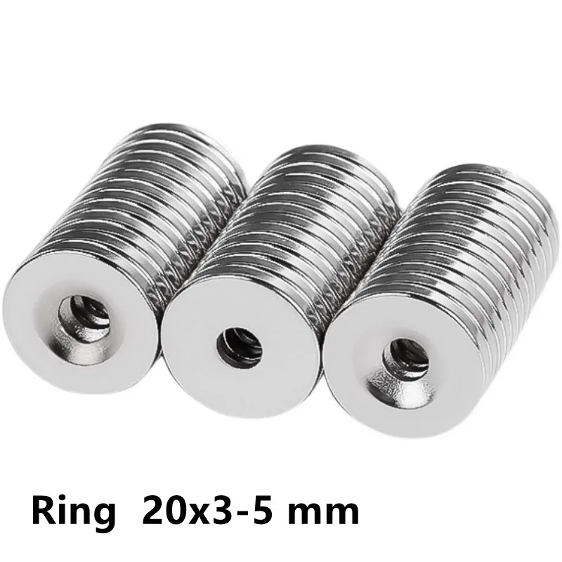 

5~50PCS 20x3-5 mm N35 Strong Ring Magnets 20*3 mm Hole 5mm Neodymium Magnet 20x3-5mm Permanent NdFeB Magnet 20*3-5