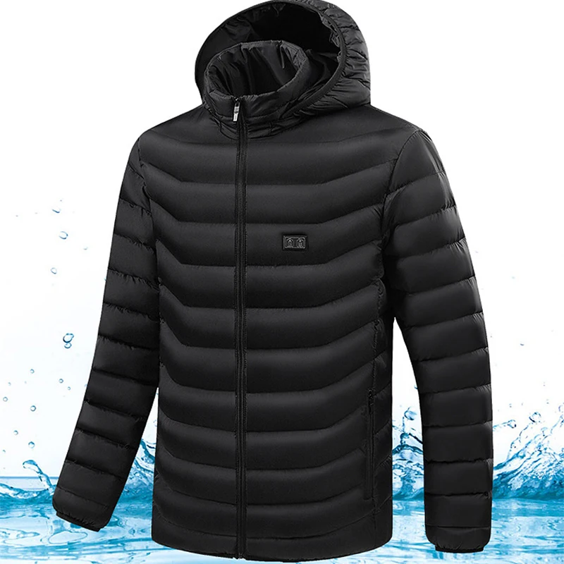 Fashion Heating Cotton Clothes 15 Area Large Area Constant Temperature Warm Clothes Loose Hooded Solid Color Plaid Jacket Unisex