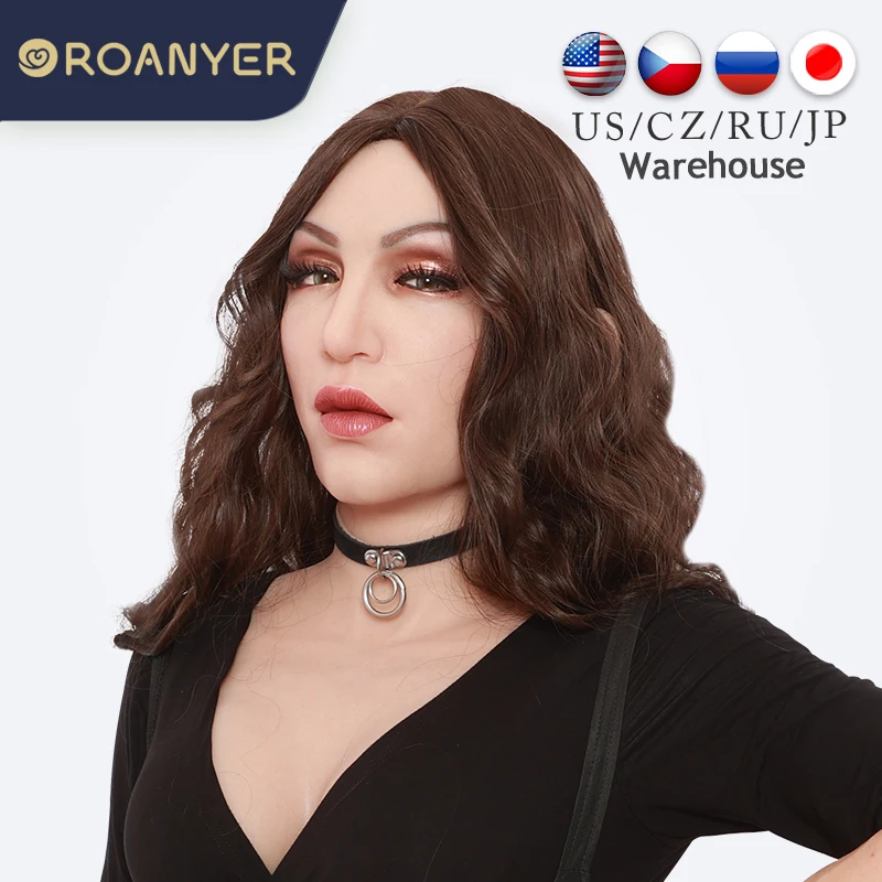 

ROANYER Crossdressing Silicone Jane domino Realistic Crossdresser Male To Female Face Shield Fake Face Shemale Drag Queen