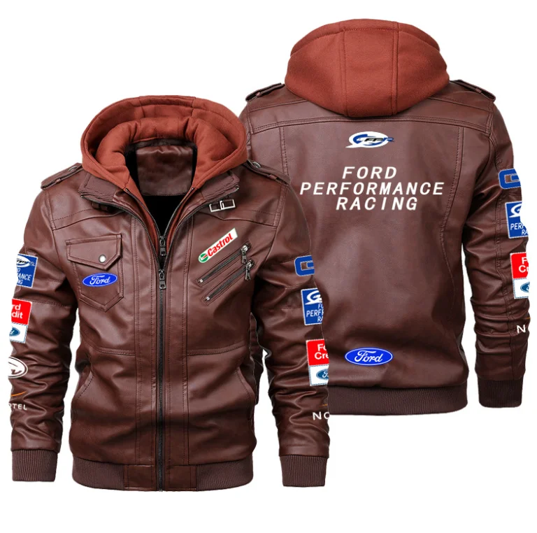 

Ford Mustang Rally logo New bomber Men's Leather Jackets Autumn Casual Motorcycle PU Jacket Biker Leather Coats Brand Clothing E