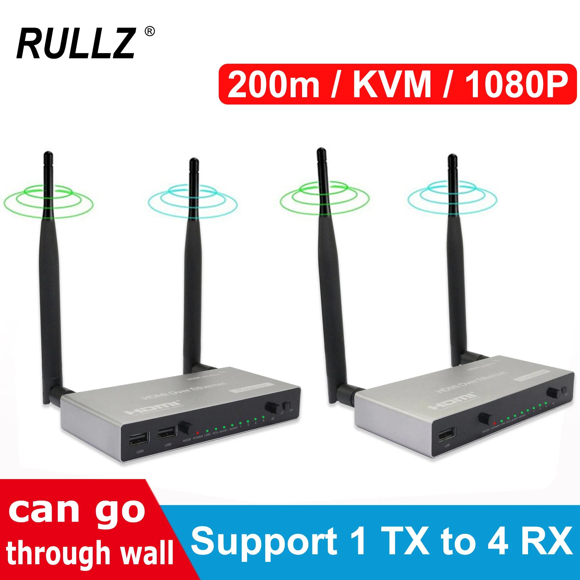 

200 м USB KVM беспроводной HDMI удлинитель видеопередатчик приемник 1TX к 2 3 4 RX 1080P переключатель экрана для PS4 камеры ПК к телевизору