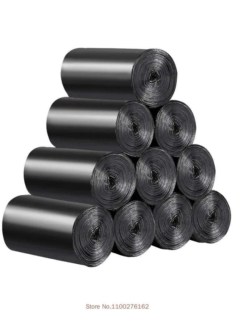 

100 шт., одноразовые плоские/черные мешки для мусора