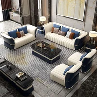 Italian modern luxury art Style sectional leather sofa Set villa Living Room Modern Furniture Leather 1+2+3 sectional sofa