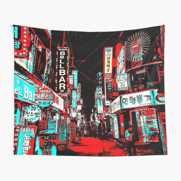 

Abstract Red And Blue Nights Tapestry Living Colored Decoration Room Mat Hanging Home Art Blanket Bedroom Travel Yoga Bedspread