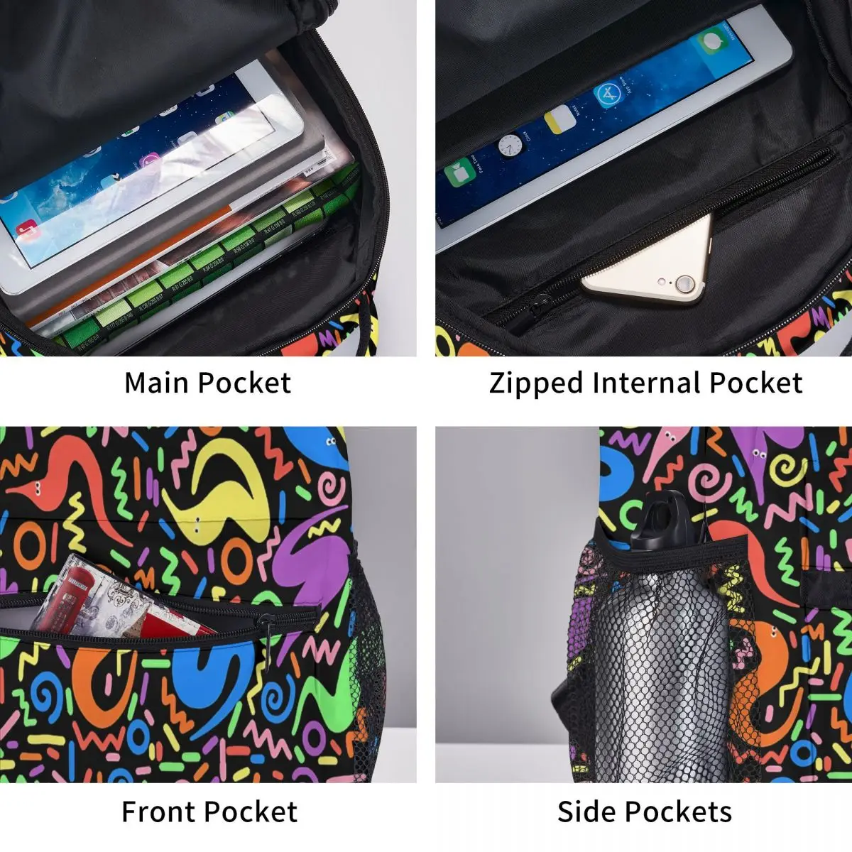 Рюкзак для боулинга в стиле ретро повседневная школьная сумка с принтом червя на