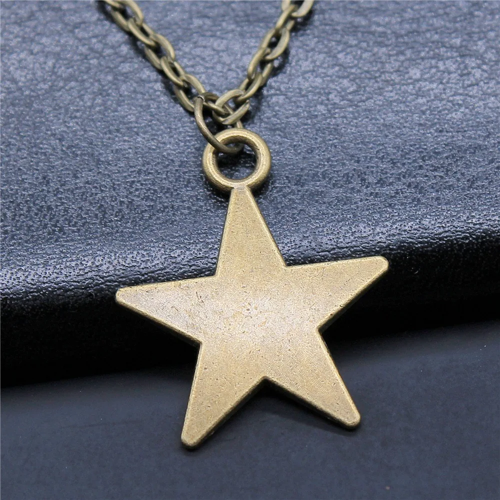 

Fashion Simple Vintage Antique Bronze Color 26x22mm Star Pendant Necklace For Women