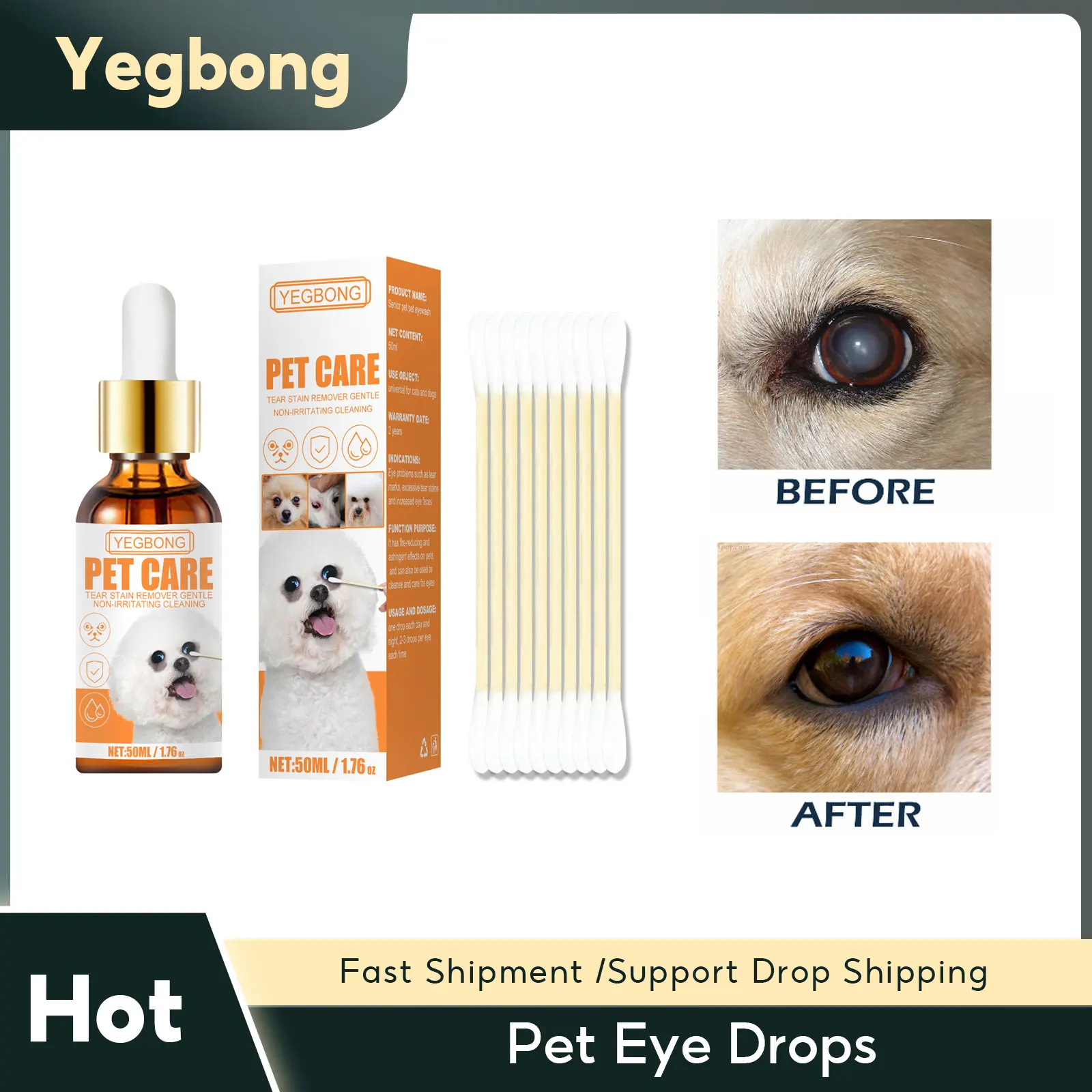 

Pet Eye Drops Soothing Moisturizing Puppy Kitten Eye Wash Tear Stains Remover Relieve Dry Itching Pet Eye Mild Cleansing Liquid