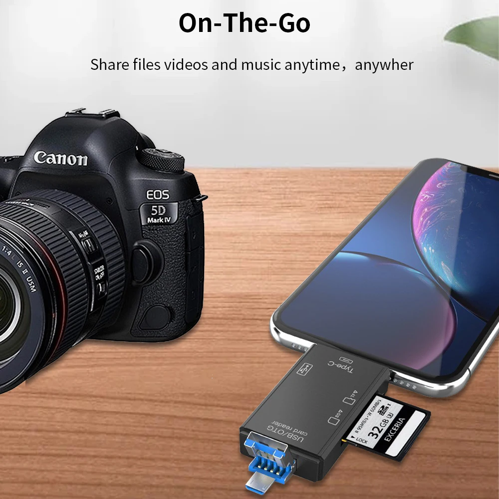 Кардридер TISHRIC 6 в 1 USB + Type-C micro Android/TYPE- C устройство для чтения карт TF SD адаптер OTG Drive