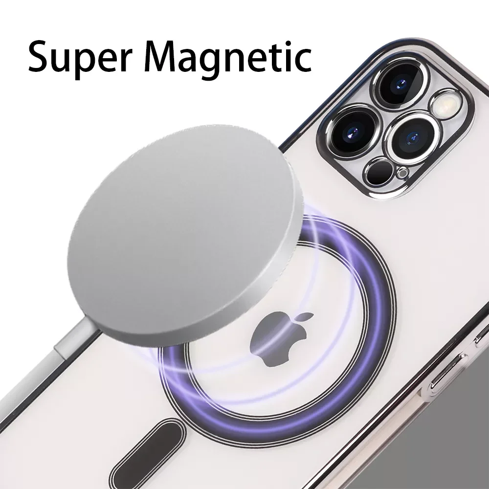 

2022 Trend Soft Magsafing Silicone Magnet Case for iPhone 11 12 13 Pro Max X XS XR 7 8 Mini Wireless Charger Electroplate Cover