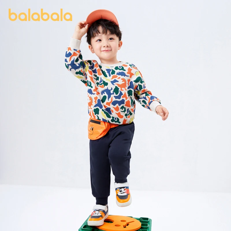

Костюм Balabala из двух предметов с длинным рукавом для мальчиков, новинка 2023, модный костюм с мультяшным принтом