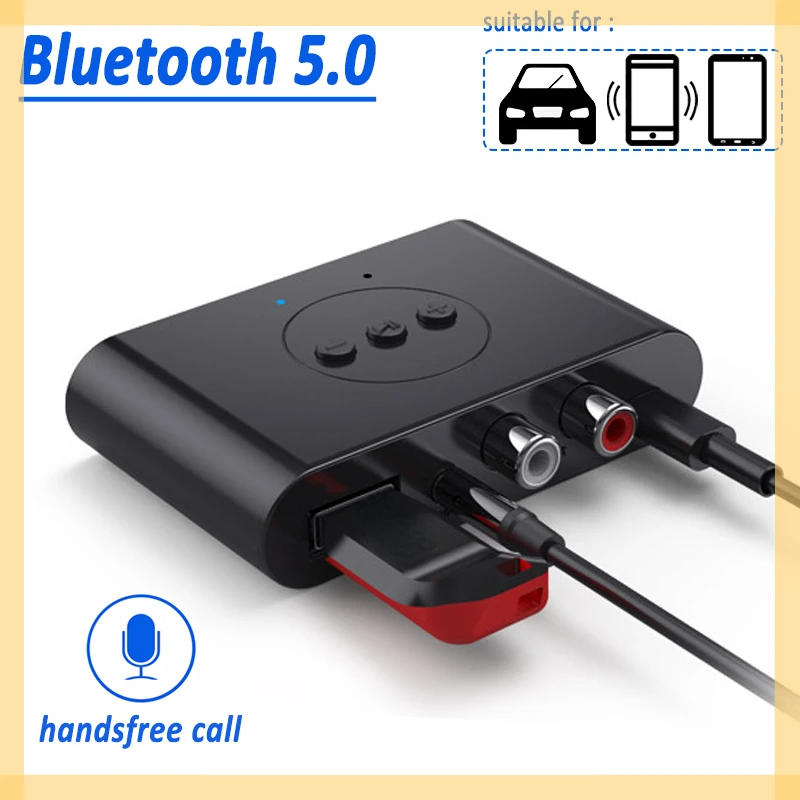 

5.0 Audio Receiver U Disk RCA 3.5mm 3.5 AUX Jack Stereo Music Wireless Adapter with Mic For Car Kit Speaker Amplifier