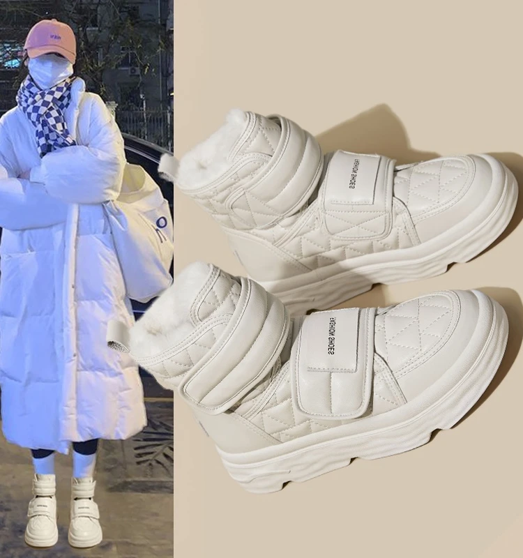 

Женские зимние ботинки на плоской подошве, австралийские ботинки с круглым носком и плюшевой подкладкой, женские сапоги для снежной погоды в Стиле Лолита, рок, на среднем меху, со шнуровкой, 2023