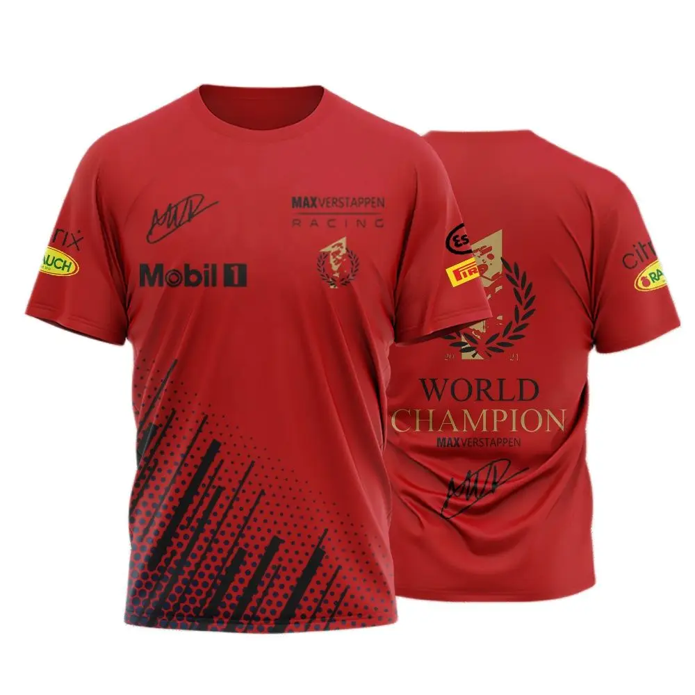 

2022 футболка чемпиона мира по водителю F1, дышащая футболка для фаната Max, Формула 1, красная, летняя Новинка
