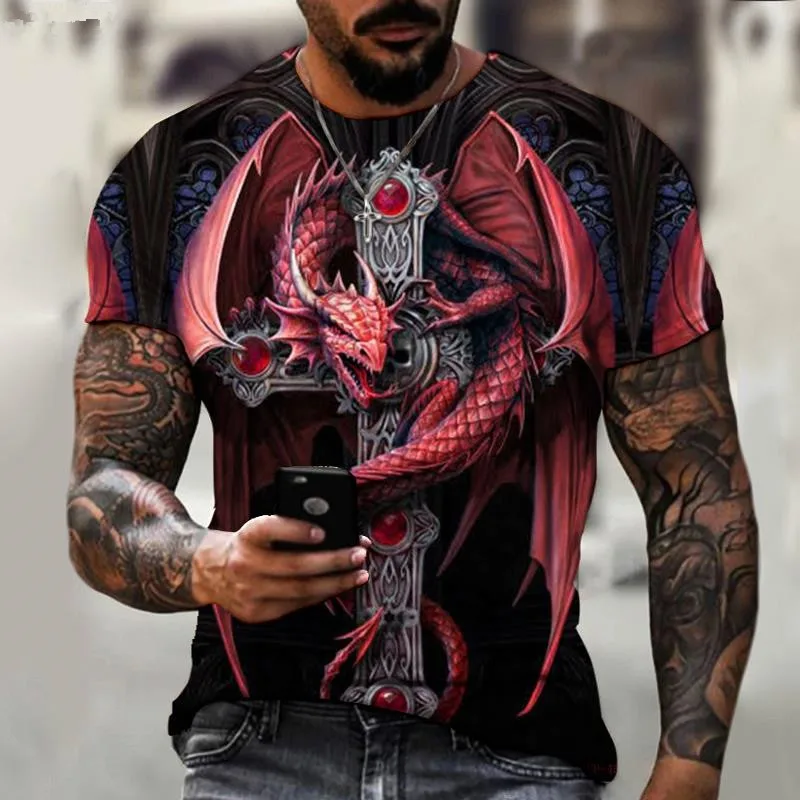 

Fashion mutant skull demon dragon 3D printing pattern men's T-shirt street horror style leading fashion oversized T-shirt