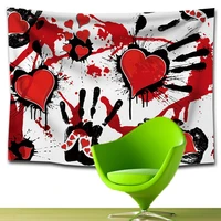 red handprint love graffiti tapestry wall hanging personality room home decor background wall blanket carpet cloth tapestries