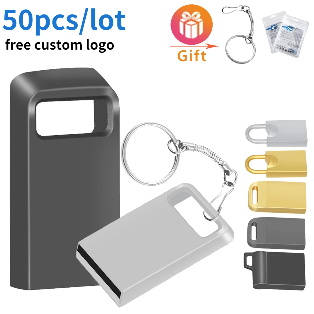 50pcs Mini Metal PenDrive Hight Speed Flash Usb stick 4GB 8GB 16GB Memory Stick 32GB 64GB флешка usb cle USB flash drives U disk