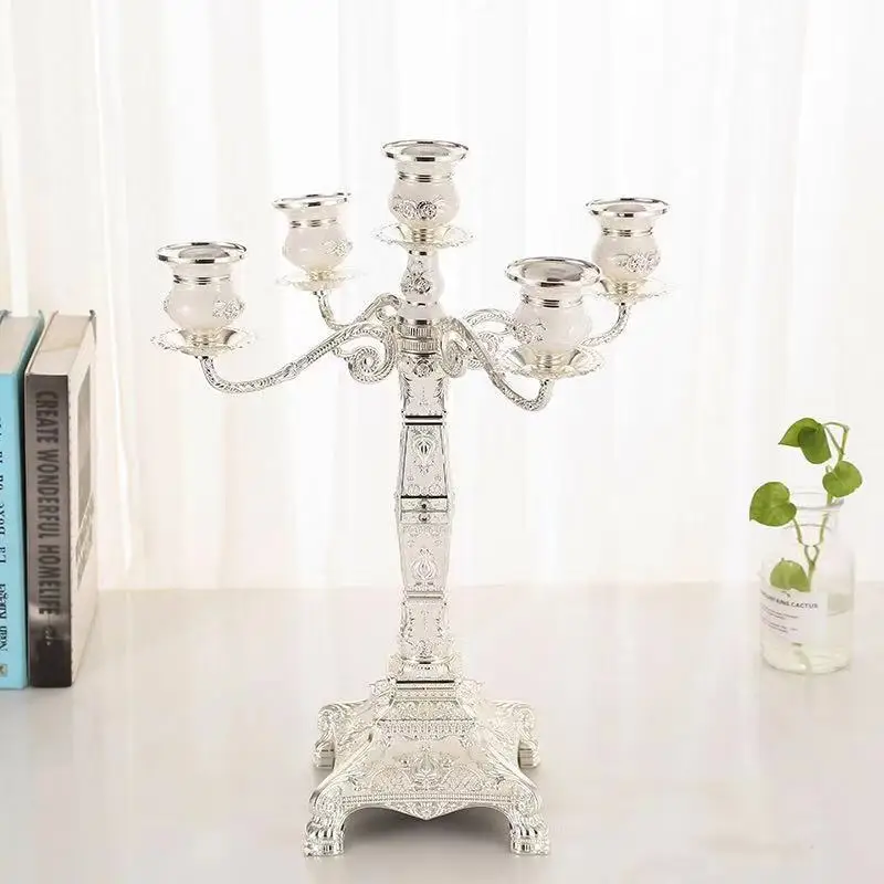 5 Arm Metal Candle Holder Luxury Dining Table Candelabra Wedding Party Candle Holder Centerpiece For Home Decor