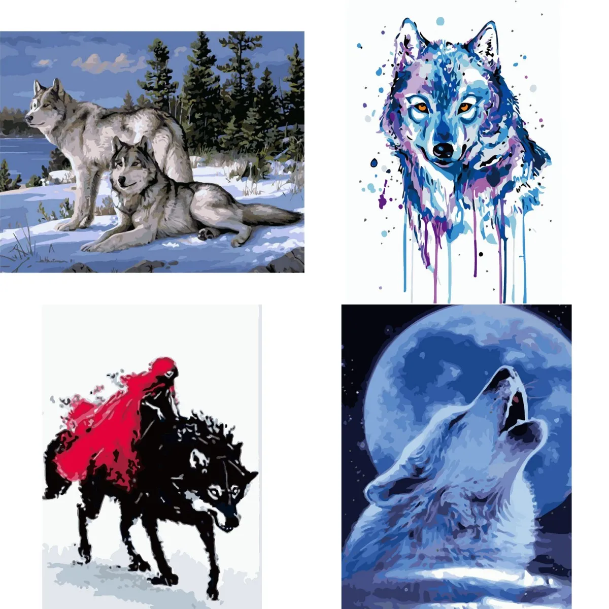 

Animal Oil Painting By Numbers Wolf DIY Picture Acrylic Coloring By Numbers Drawing on Canvas Frameless Artwork Home Decor Art