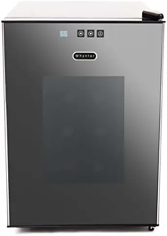

Фотоэлектрический холодильник для вина, отдельно стоящая фотография со стеклянной дверью, серый цвет, емкость 20 бутылок