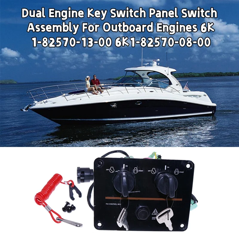 

Dual Engine Key Switch Panel Switch Assembly for Yamaha Outboard Engines 6K1-82570-13-00 6K1-82570-08-00